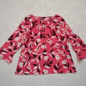 Talbots bell sleeves floral crochet detail